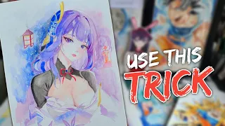 Anime Drawings Watercolor Tutorial for Beginners!!