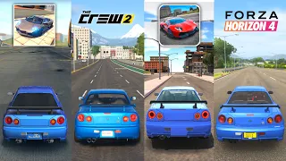 Nissan Skyline R34 Top Speed - Extreme & Ultimate Car Driving Simulator VS Crew 2 VS Forza Horizon 4