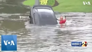 Louisiana Firefighters Rescue Woman In Flooded Car