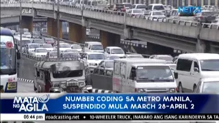 Number coding sa metro manila, suspendido mula march 28 april 2