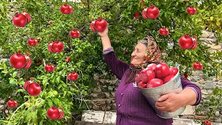 Harvesting Fresh Pomegranates and Making Jam, Cake and Drink in the Village!