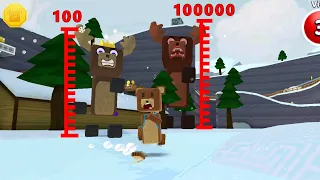 Jogo do urso, baaren enfrentando a mega rena e a rena gigante, vale nevado, super bear adventure