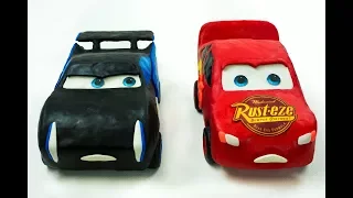 Lightning Strikes McQueen vs Storm Race to Finish Line Play-Doh Stop Motion Cars Toys Movies Kids