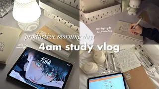 4am study vlog 📓☁️ full day study routine, early mornings, lots of studying + anime, making coffee