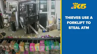 Thieves use forklift to steal grocery store ATM in Seattle