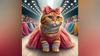 Кошки в Платьях | Коты на подиуме #коты #ai #viral #милота #aicat #recommendations