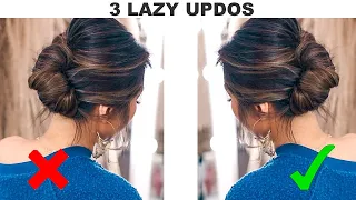 ★3 UPDOS for LAZY but CLASSY GIRLS! 🌲 (Quick HOLIDAY Hairstyles How-to tutorial)