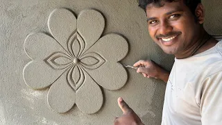 New Flower Heart Design - Wall Flower - Cement Sand And Flower Design