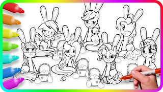 Coloring Pages MY LITTLE PONY - Easter Ponies. How to draw My Little Pony. Easy Drawing Tutorial Art