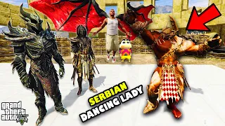 Franklin Found DEVIL GOD SECRET ARMY To Catch SERBIAN DANCING LADY in GTA 5 | SHINCHAN and CHOP