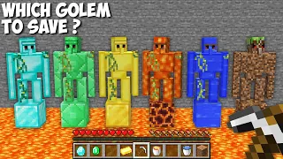 WHO to SAVE DIAMOND GOLEM or EMERALD or GOLD or LAVA GIRL or WATER GOLEM in Minecraft ?