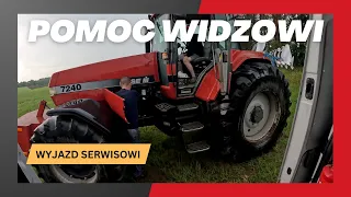 Montaż przedniej osi. Wyjazd do widza z pomocą. Magnum 7240 stanął na polu.