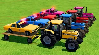 POLICE CAR OF COLOUR AND TRANSPORT WITH CLAAS TRACTORS - FARMING SIMULATOR 22