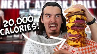 I Ordered a 20,000 Calorie Burger! (The Heart Attack Grill!)