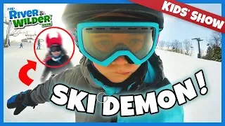 Kids ski lesson crashed by wild boy! -River & Wilder Show