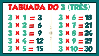 Tabuada do 3║Ouvindo e Aprendendo a tabuada de Multiplicação do 3️⃣ TRÊS║Tabuada do TRÊS ➯｢2023｣