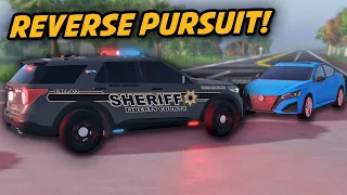MASSIVE PURSUIT - GUY RUNS FROM POLICE IN REVERSE!!!! - RPF - ER:LC Liberty County Roleplay - EP 29
