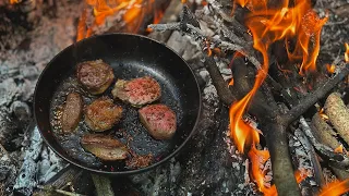 Wild Cooked Beef Tongue, Make Wood Cup - Camp with My Dog