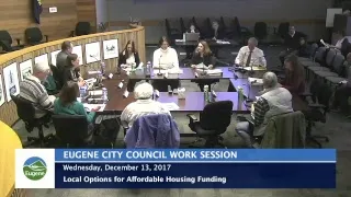 Eugene City Council Wednesday Work Session: December 13, 2017