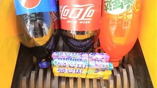 Shredder shredding, Coca Cola, Pepsi, Fanta Mentos| Experiment