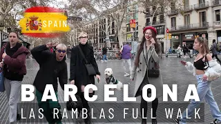 Walking Famous Las Ramblas Barcelona - Spain January 2024 4K-HDR