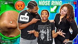 NOSE RING PRANK ON JAMAICAN DAD 😱 *HE GOT SO MAD*