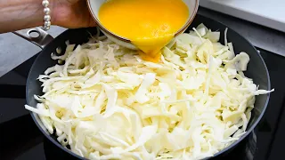 Cabbage with eggs tastes better than meat! Simple, quick and very tasty dinner recipe!