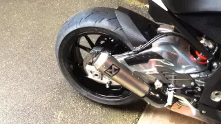 BMW s1000rr akrapovic GP exhaust slip on sound with valve disconnected