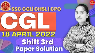 SSC CGL 18 April 2022 shift-3rd Paper Solution  || Maths  By Mona Mam