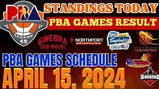 pba standings today April 15, 2024 | pba games result | pba schedule April 17, 2024 | pba live