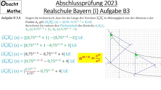 Abschlussprüfung Mathe 2023 Realschule Bayern (Gruppe 1) | Aufgabe B3 vorgerechnet | #ObachtMathe