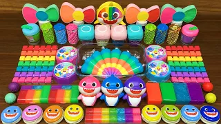 RAINBOW BABY SHARK!!! Mixing random into CLAY PIPING BAGS!!!Satisfying Video #220