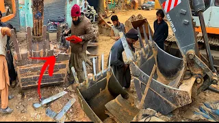 How we Weld the Broken Bucket Teeth Of Excavator Machine // Amazing things Restoration