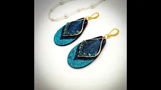 Peacock earrings, polymer clay #29