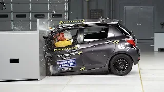 2013 Toyota Yaris hatchback driver-side small overlap IIHS crash test