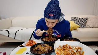 My best combination Jajangmyeon & Seasoned spicy chicken / Mukbang / ASMR