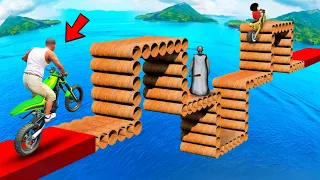 FRANKLIN AND SHINCHAN TRIED IMPOSSIBLE TRAPPING PIPE ROAD PARKOUR CHALLENGE GTA 5