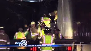 1 killed in semi, train crash
