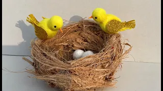 DIY Birds Nest Making idea 🐥 | DIY Bird House | Birds showpiece hanging | Wall Hanging craft ideas