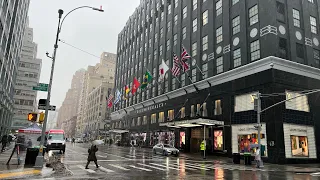 Walking tour in Rain of Lexington Avenue Midtown Manhattan NYC