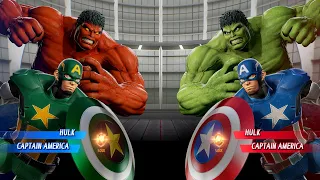 Hulk & Captain America VS Red Hulk & Green Captain America - Marvel vs Capcom Infinite