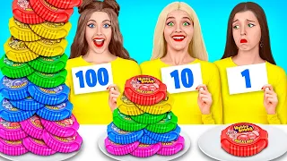 100 Layers Food Challenge | Eating 1 VS 100 Layers of Chocolate Sweets by X-Challenge