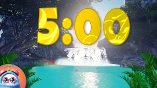 5 Minute Countdown Timer Calm music serene Waterfall Classroom