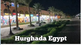 Night walking around the city of Hurghada Egypt