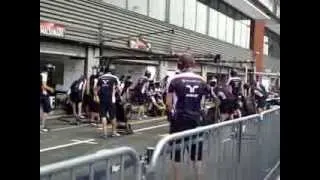 Williams F1 Team pit stop practice in Belgium, 2013