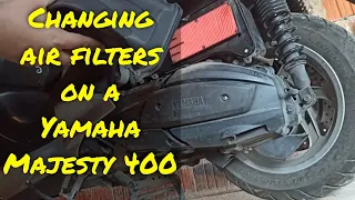 Changing air filters on a Yamaha Majesty 400