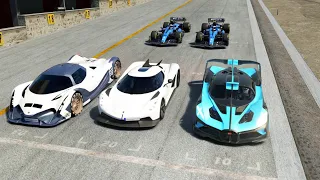 F1 Bugatti EB22 Concept vs Bugatti Bolide vs Koenigsegg Jesko Absolut vs Devel Sixteen