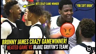 Bronny James CRAZY TRIPLE OT GAME WINNER VS BLAKE GRIFFIN'S TEAM!! RESPONDS TO HEATED OPPONENT!