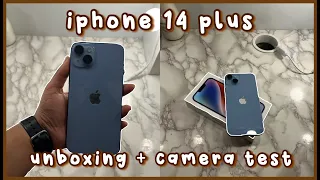 aesthetic iphone 14 plus unboxing *blue*//iphone 13 mini comparison + camera test | studying angel