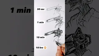 How to Draw Chainsaw Man in 30sec, 1min, 10min, 10hrs 😏 #shorts #animedrawing #chainsawman